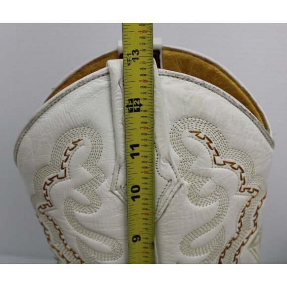 Vintage Mens White Diamond Crocodile Leather Sequin Stitched Cowboy Boots Sz 6.5 main image 14